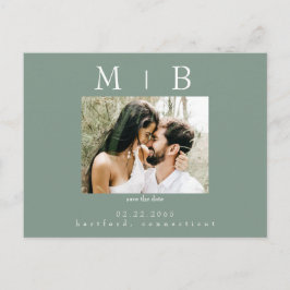 Mörk Sage par Photo Bröllop spara datum Vykort