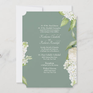 Mörk Sage White Hydrangea Båda föräldrarna Bröllop Inbjudningar