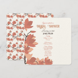 Mörk Salmon Cream och Brown Folk Art Shower Inbjudningar