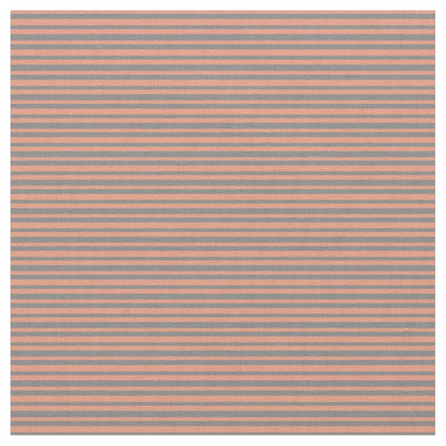 Mörk Salmon & Grått Färgad Lintrad/Stripe Mönster Tyg (Närbild)