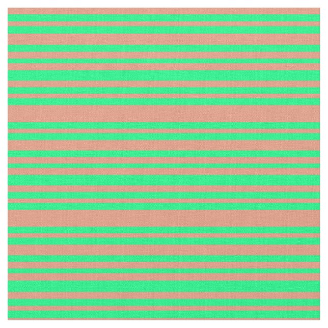 Mörk Salmon och Grönt Färgad stripe Mönster Tyg (Närbild)