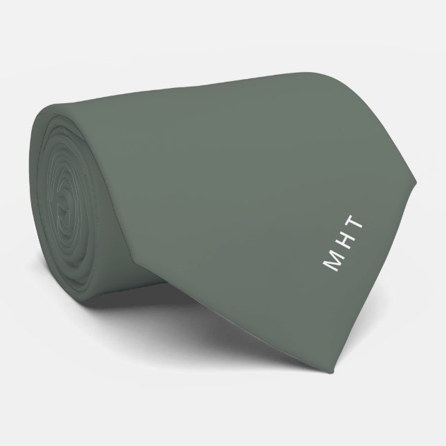 Mörk Salvia Moderna Initialer Minimalistisk Monogr Slips (Rullad)