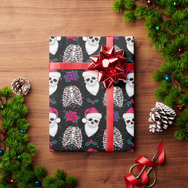 Mörk Santa Hat Skeleton-julklapp Presentpapper (Julgåva)