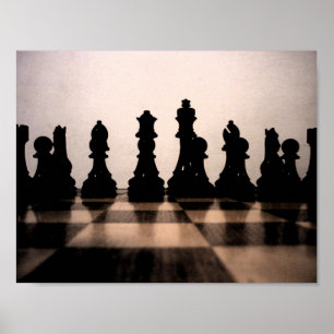 Mörk schackaffisch för klassiker poster