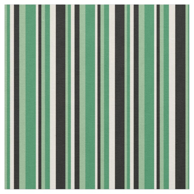 Mörk Sea Grönt, Sea Grönt, Beige & Black Linjer Tyg (Närbild)