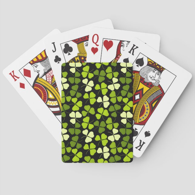 Mörk Shamrock Mönster Grönt & Black Casinokort (Baksidan)