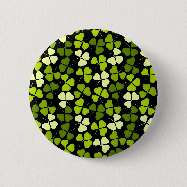 Mörk Shamrock Mönster Grönt & Black Knapp (Framsida)