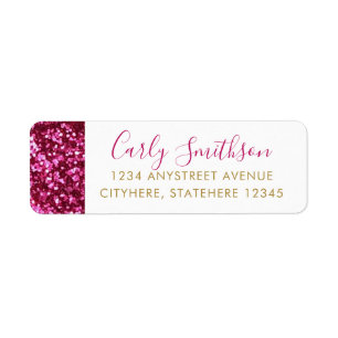 Mörk Shock rosa Glitter Sparkly, Returadress Etikett