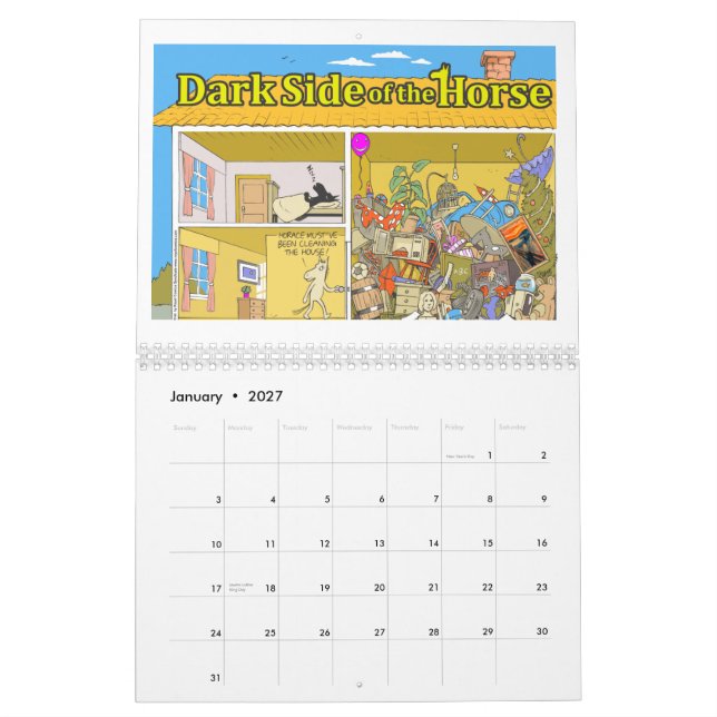 Mörk sida 2013 av hästväggkalendern kalender (Jan 2027)