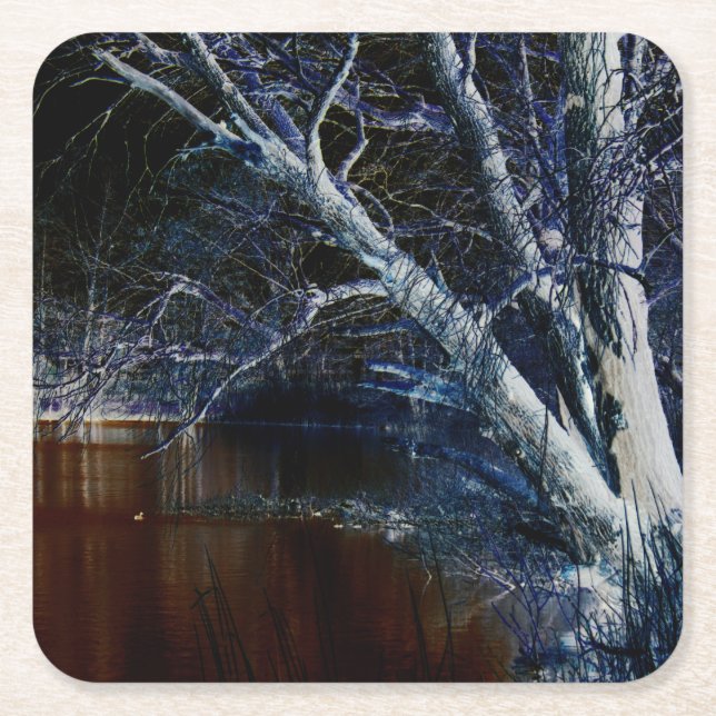 Mörk Sida 7 kustertna Underlägg Papper Kvadrat (Framsidan)