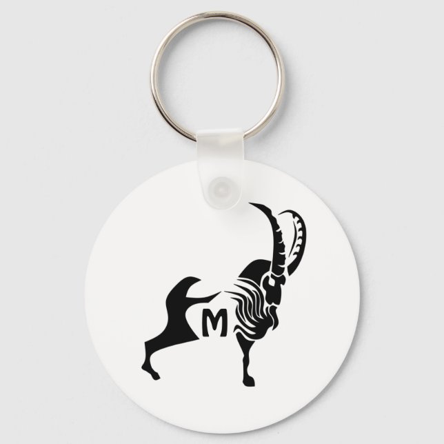 Mörk Silhouette Ram i Black Bläck Monogram Nyckelring (Framsida)