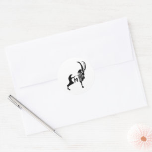 Mörk Silhouette Ram i Monogram i Svarta Bläck Runt Klistermärke