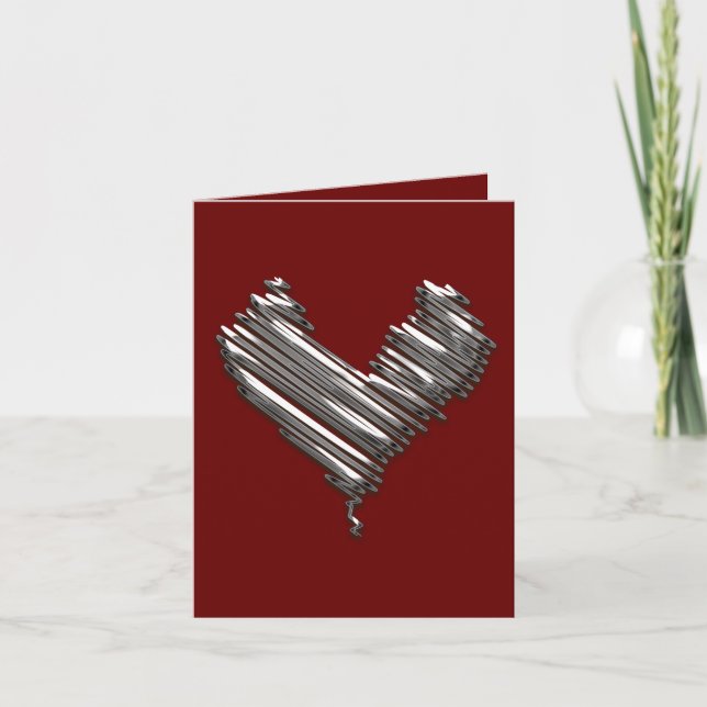 Mörk Silver Heart Valentineser Helgkort (Framsida)