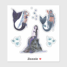 Mörk sjöjungfru art av Renee Lavoie Klistermärken