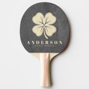 Mörk Skiffersten Fyrklöver med Namn Pingisracket