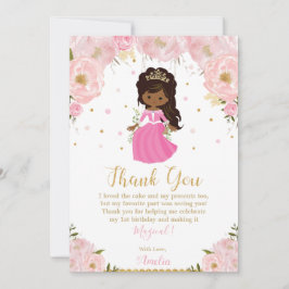 Mörk Skin African Princess Blommigt Rosa på födels Tack Kort