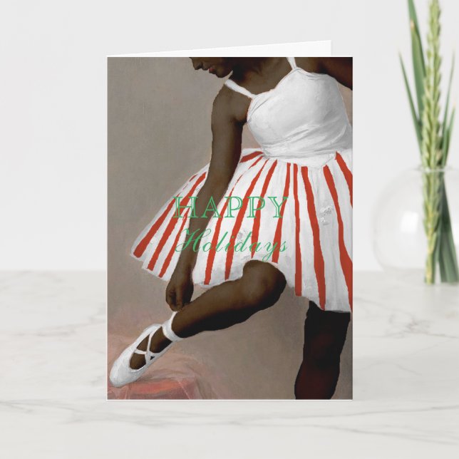 Mörk Skin Ballerina Peppermynt Tutu födelsedag Kort (Framsida)