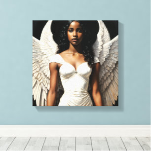 Mörk Skin Black Girl Angel Canvastryck