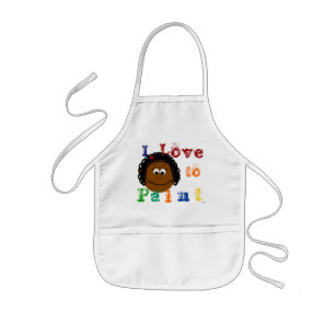 Mörk Skin Girl Curly Black Hair Painting Barnförkläde