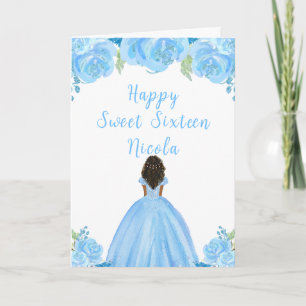 Mörk Skin Princess Bright Blue Sweet sixteen Kort