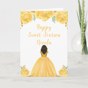 Mörk Skin Princess Guld Sweet sixteen Kort