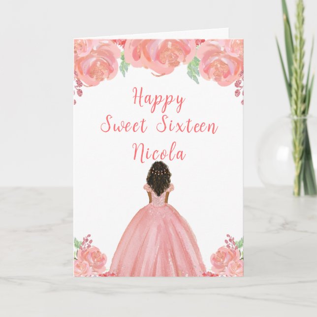 Mörk Skin Princess Rosa Sweet sixteen Kort (Framsida)