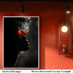 Mörk Skin Woman-profil, Modern Photo, B2R Poster<br><div class="desc">🖤 upplev det afrikanska arvets mäktiga elegans med denna dramatiska profil porträtt på en mörk-flådd kvinna med en stor afro och slående rödsolglasögon. Högkontrastsljuset framhäver hennes fet stil och den vibrerande reflektionen i hennes glasögon. Den här teckningen är en perfekt för att lägga till en liten bit av modern sofistikering...</div>