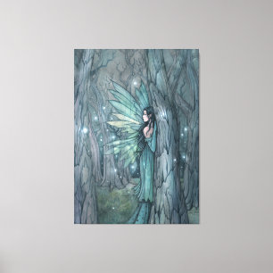 Mörk Skog Älv Mystisk Fantasy Konst Canvastryck