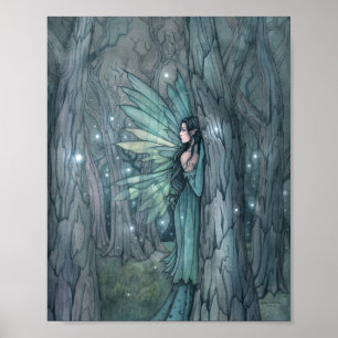 Mörk Skog Älva Mystisk Fantasy Konst Poster