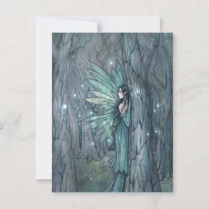 Mörk Skog Älva Mystisk Fantasy Konst Vykort