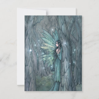 Mörk Skog Älva Mystisk Fantasy Konst Vykort