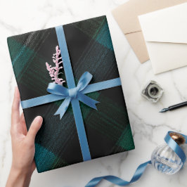 Mörk Skog Grön Svart Tartan Moss Rutigt Mönster Presentpapper