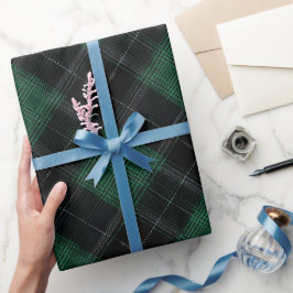 Mörk Skog Grön Svart Tartan Moss Rutigt Mönster Presentpapper