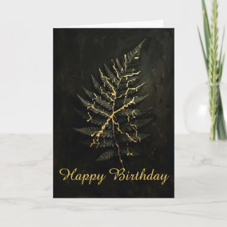 Mörk Skog Guld Kintsugi Fern Glad Födelsedag Kort