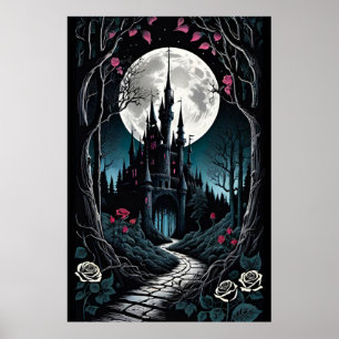 Mörk Skogen Castle Fantasy Poster