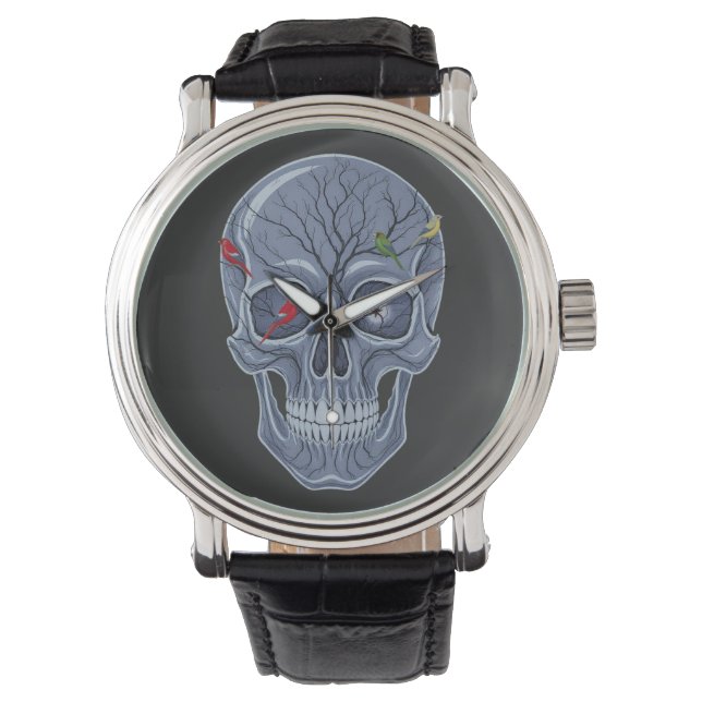 MÖRK SKOGSKULL ARMBANDSUR (Framsida)