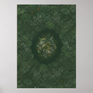 Mörk Skogsmossa Renlav Medaljongaffisch Poster