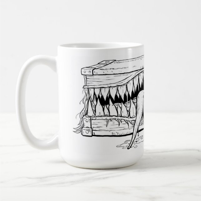 Mörk skräckillustration – Surreal monstermage  Kaffemugg (Vänster)