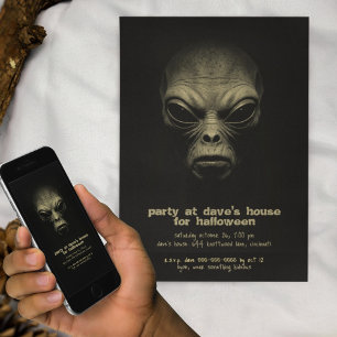 Mörk Skugga Lysande Utomjordiskt Monster Halloween Inbjudningar