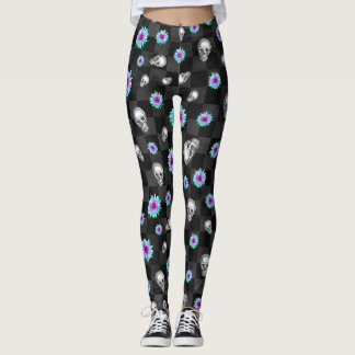 MÖRK SKULL BLOMMIGT LEGGINGS
