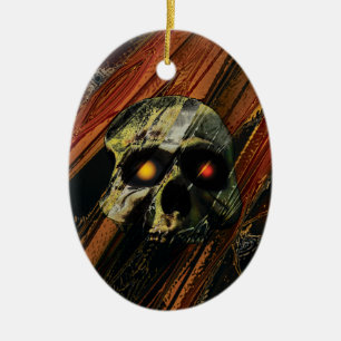 Mörk Skull Julgransprydnad Keramik