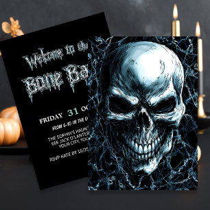 Mörk Skull Thned Halloween Inbjudningar