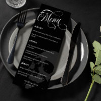 Mörk Skull Vackert skript Goth Bröllop Menu