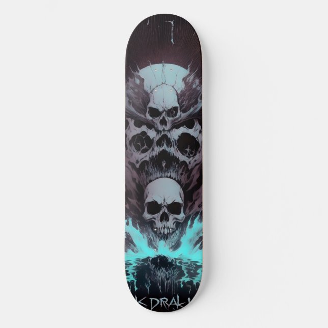 Mörk Skull Vatten 2 Mini Skateboard Bräda 18,5 Cm (Framsida)