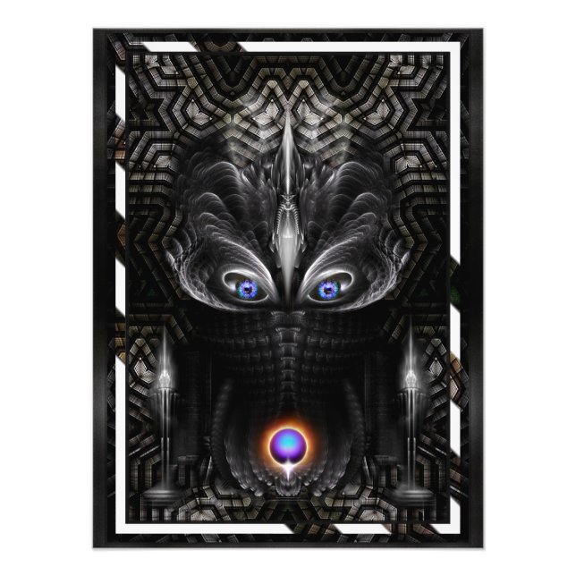 Mörk Skulpture Fractal Art Fototryck (Framsidan)