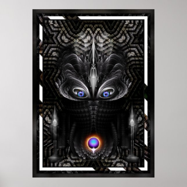 Mörk Skulpture Fractal Art Poster (Framsidan)
