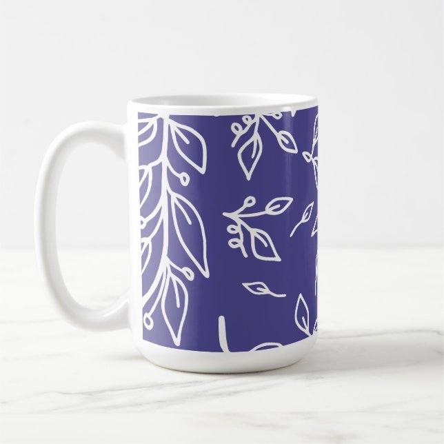 Mörk Slate Blue-Blommigt Kaffemugg (Vänster)