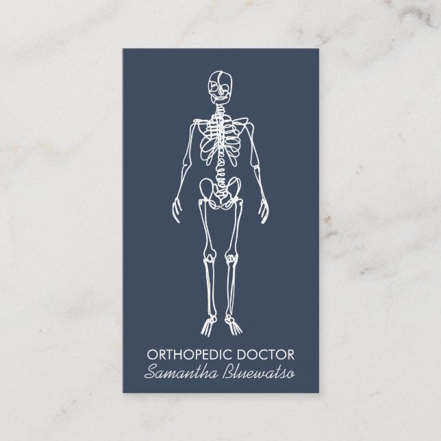 Mörk Slate Blue doktor Skeleton orthopedic Visitkort (Framsida)