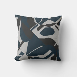 Mörk Slate Blue Grått Black Bold Diagonal Abstrakt Kudde