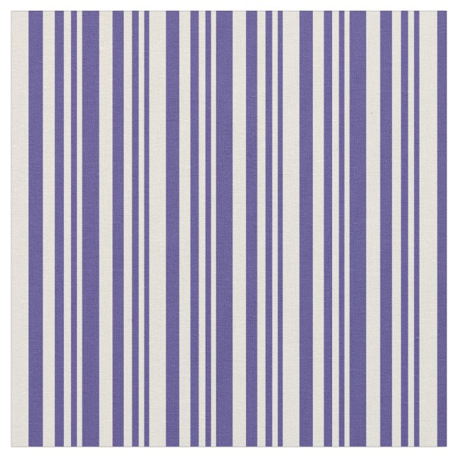 Mörk Slate Blue och Beige Stripe/LUND Mönster Tyg (Närbild)